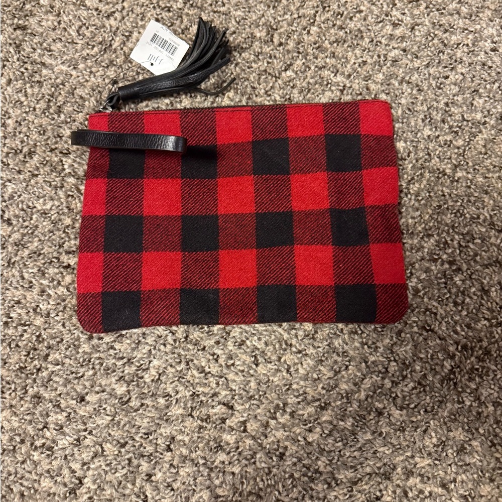 J. Jill Red and Black Plaid Pouch